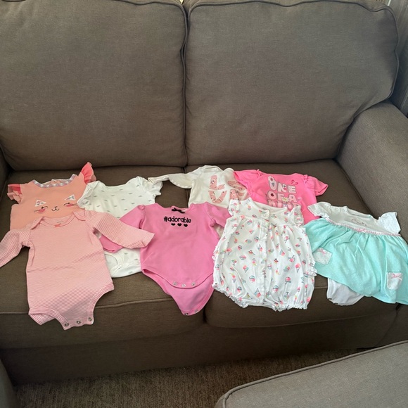 Baby Gear Other - Various Baby Girl sleepers & Rompers 8 pc. bundle Sizes 9 & 12 mo. INV25/506